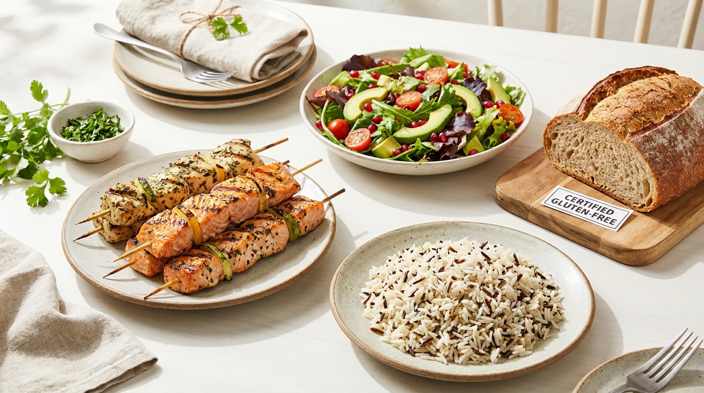 Gluten-free menu design — safe, clearly labeled dishes for celiac guests