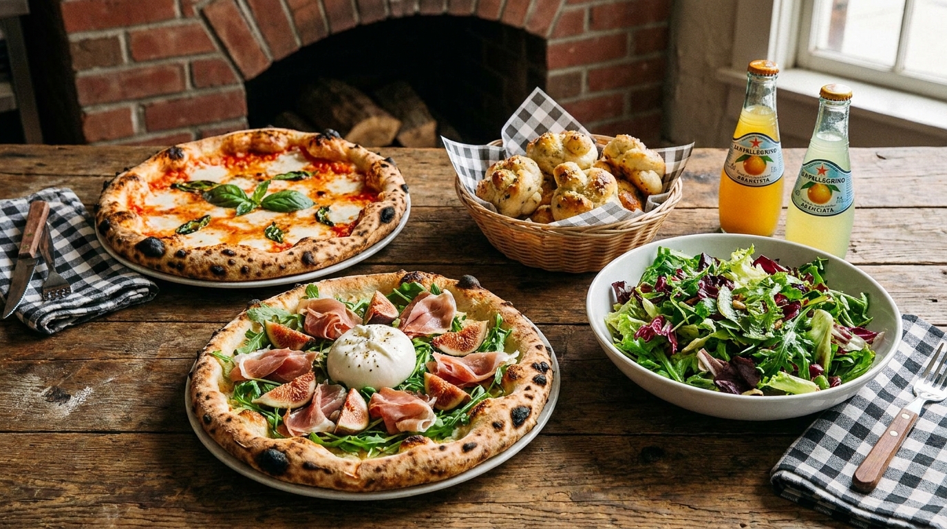 Pizza menu ideas — classic and specialty pizzas, build-your-own and sides